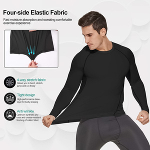 Wholesale <b>Men</b> Compression Shirt Long Sleeve High Elastic <b>Base</b> <b>Layer</b> Custom Logo for Gym and Fitness - Product Image 4