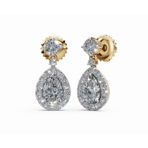 ต่างหูเพชรทรงกลมและทรงหยดน้ำ 14 กะรัต ทองคำแท้ แบรนด์ Marina Royal ผลิตจากเพชรเลี้ยงในห้องปฏิบัติการ ขายส่งจำนวนมาก รับผลิตแบบ OEM - Product Image 1