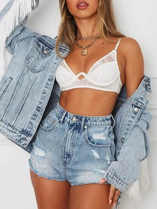 Blouson de moto en cuir bleu clair classique imperméable coupe-vent d'hiver avec débardeur blanc assorti - Product Image 5