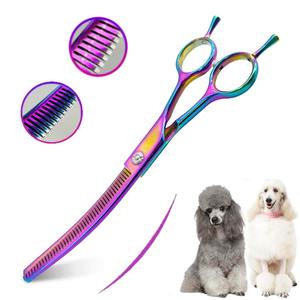 High Quality Custom logo Colorful <b>Dog</b> Straight sharp Thinning <b>Shears</b> 7 Inch Professional <b>Dog</b> Grooming Stainless Steel Scissor - Product Image 1