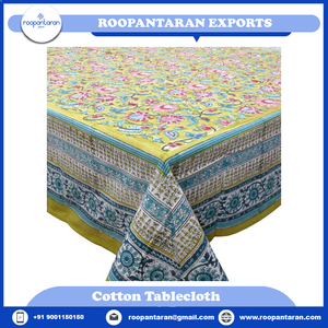 Nappes 100% coton faites à la main par le fabricant indien Nappe de banquet de style moderne Bloc de main Design imprimé résistant à l'huile - Product Image 2