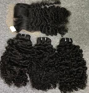 Meilleure qualité Remy Extensions de cheveux bruts vietnamiens birmans bouclés trame ensemble complet faisceaux et HD dentelle fermeture Machine Double trame - Product Image 3