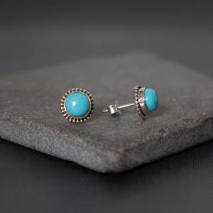 Boucles d'oreilles turquoise et argent faites à la main bijoux en pierres précieuses pour femmes parfait cadeau de naissance de décembre vêtements de tous les jours - Product Image 6