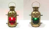 Lampe électrique Vintage en laiton rouge et vert, lanterne de bateau, lumière de fête décorative