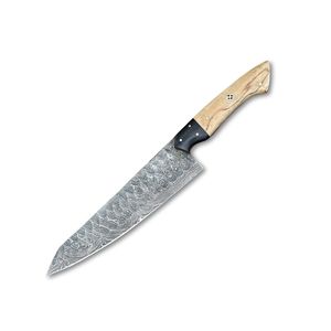 Couteau de chef en acier Damas fait à la main avec manche en bois haute qualité 8 pouces ambidextre cadeau parfait pour elle et lui - Product Image 1