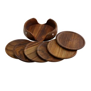 Sous-verre rond en bois naturel pour la cuisine Restaurant Utilisation Café Accessoires de cuisine Support de dessous de verre - Product Image 4