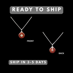 Colgante de Plata de Ley 925 con Trébol de Cuatro Hojas (Amor, Esperanza, Fe, Suerte), Piedra Natural de Ágata Roja Tsavorite, para Boda - Product Image 5