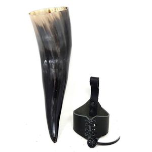 Authentique corne à boire Viking faite à la main polie ornement inspiré des animaux Style nautique bracelet en cuir produit d'artisanat naturel - Product Image 2