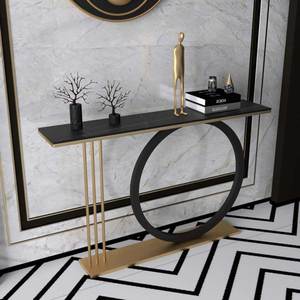 ONI Contemporary Luxury <b>Console</b> <b>Table</b> CST052 with Convertible Stone Top and Iron Frame <b>for</b> <b>Entry</b> or Accent Space - Product Image 5