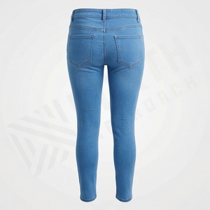 Pantalons en jean larges pour femmes avec logo personnalisé, coupe skinny, style à devant plat, qualité supérieure, couleur personnalisée, coton respirant - Product Image 6