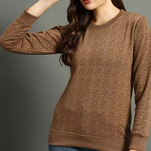 Logo sweat coton polaire femmes pull à col rond pull surdimensionné impressions personnalisées sweat broderie personnalisée vêtements - Product Image 1