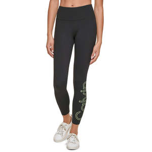 กางเกงเลกกิ้ง Calvin Klein ผู้หญิง 7/8 สีดำ ไซส์ใหญ่ ระบายอากาศได้ดี ผลิตจากไนลอน/สแปนเด็กซ์ เหมาะสำหรับฟิตเนส โยคะ รับสกรีนโลโก้ สไตล์สปอร์ต - Product Image 1