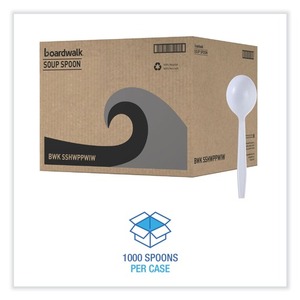 Boardwalk Heavyweight <b>Wrapped</b> Polypropylene Soup Spoon 1000/Carton White-Disposable Design - Product Image 5