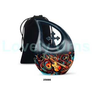 Wholesale Black Aluminium Guitar Tear Drop Cremation Urn for Adult Ashes Decorative Cross Funeral Urn With Free <b>Velvet</b> <b>Bag</b> - Product Image 4