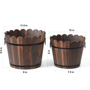 Ensemble de deux jardinières en bois d'acacia vintage de grande taille pour décoration de jardin intérieur extérieur fabriqué au Vietnam - Product Image 1