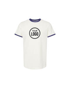 เสื้อยืดคอกลมสำหรับผู้ชายเสื้อยืดริงเกอร์50/50เสื้อยืดออกแบบโลโก้ได้ตามต้องการ - Product Image 4