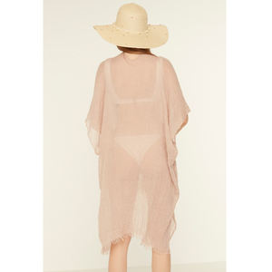 Pareo de playa con flecos en tonos tierra, caftán transparente con lazo frontal, pareo de verano, bordes enrollados a mano de primera calidad, para mujer, para piscina y playa, en stock. - Product Image 6