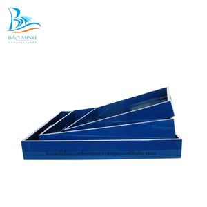 Bandeja de servicio de laca rectangular azul de lujo con borde blanco decorativo Precio del fabricante para la decoración del hogar - Product Image 5