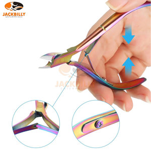 Cortadora de cutículas de uñas profesional de acero inoxidable, pinza de cutículas multicolor arcoíris con removedor de cuchillas puntiagudas para uso con los dedos - Product Image 5