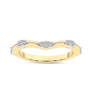 แหวนเพชรไลท์เคิร์ฟ เพชรเลี้ยงในห้องปฏิบัติการ 0.17 กะรัต น้ำหนักรวม 14K ทองคำแท้ สี FG ความสะอาดระดับ VS ประกายระยิบระยับ 15 เม็ด ดีไซน์โค้งมน - Product Image 2