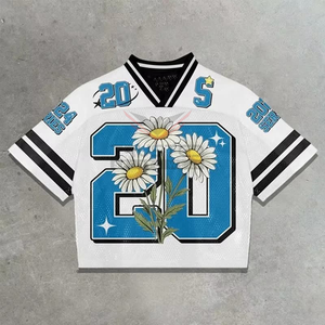 Jersey de Fútbol Americano de Malla, Transpirable, de Secado Rápido, Manga Corta, Tallas Grandes, OEM, Bordado Personalizable, MOQ Bajo - Product Image 3