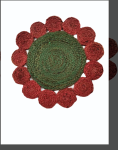 Handmade Traditional Jute Eco-Friendly Anti-Bacteria Round Decorative <b>Mats</b> Floral Pattern <b>Waterproof</b> and Machine Washable - Product Image 3