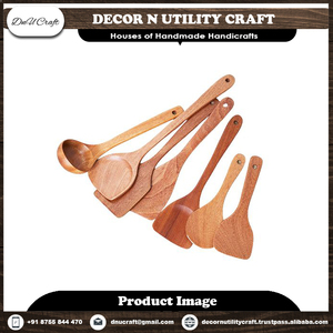 Ensemble d'ustensiles en bois 5 pièces, cuillères et spatules en acacia naturel faites à la main, outils de cuisine écologiques, lavage à la main uniquement - Product Image 3