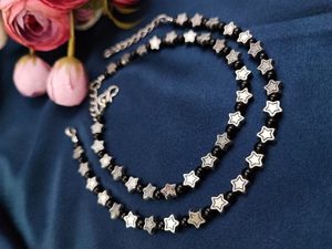 Tobillera de cuentas de mal de ojo asequible para fiesta para niñas cuentas negras con diseño de estrella de mal de ojo azul tobillera de cuentas negras Payal - Product Image 3