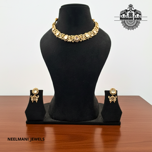 Ensemble de collier classique en moissanite Polki, bijoux raffinés avec coupe poire en or blanc et or rose pour mariage, fête ou cadeau - Product Image 5