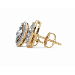Boucles d'oreilles en diamant Arabella de qualité supérieure et durables en or 14 carats, forme marquise et halo, bijoux de laboratoire, vente en gros, fournisseur OEM - Product Image 2