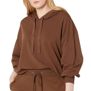 Top corto con capucha de invierno suave de alta calidad, Sudadera con capucha, logotipo frontal, manga larga, corto informal, algodón transpirable ecológico para mujer - Product Image 1