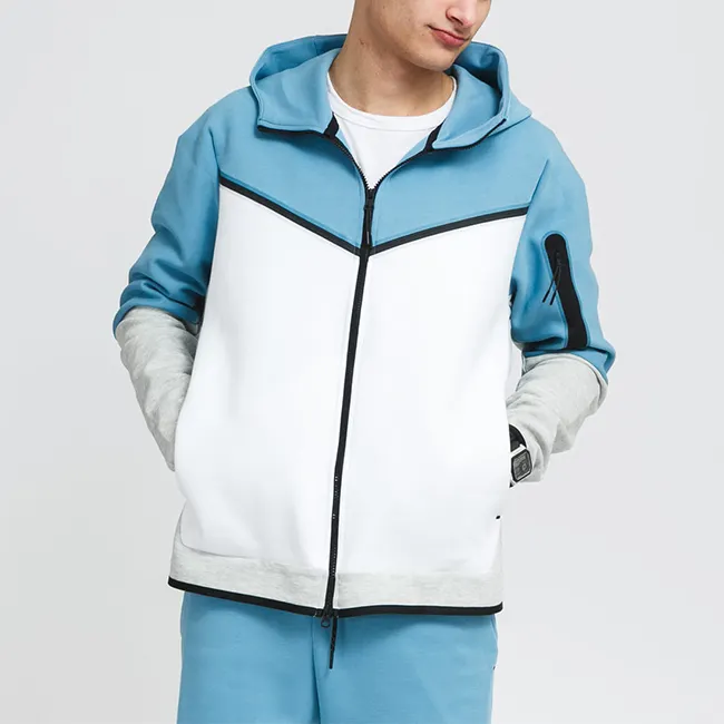 Wholesale design zip up hoodie sweatshirts custom 500 gsm mens tech fleece cotton patchwork oversized hoodies for men