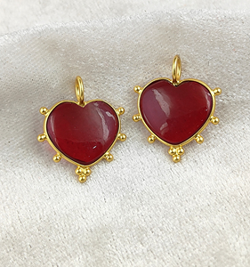 Red <b>Crystal</b> Fancy Bezel Set Gemstone Heart Shape Charm <b>Pendant</b> Gold Vermeil Rhodium Plated Fine <b>Pendants</b> & Charms - Product Image 1