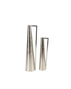 Ensemble de 2 vases à fleurs de table en laiton finition moderne pour la maison, l'hôtel, le mariage, design côtier - Product Image 1