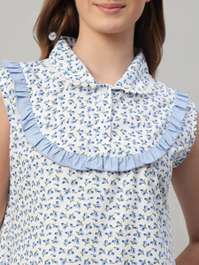 Camisón de Mujer 100% Algodón con Encaje, Estampado Floral Elegante, para Primavera y Verano - Product Image 5