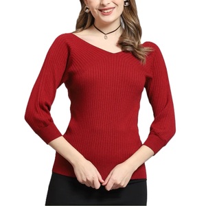 Suéter de Punto Holgado con Cuello en V para Mujer, Estilo Casual de Invierno, con Patrón Liso, Servicio OEM Disponible - Product Image 4