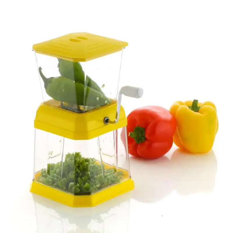 Pp-Kunststoff manueller Kurbel Gemüse Chilli Zwiebel Trockenfrucht-Häcksler mit klarer Aufbewahrungsbox Vistaar Küchenutensilien Werkzeug