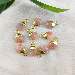 Colgante de Piedra Solar Natural Chapado en Oro al por Mayor |   Joyería de Piedra Natalicia DIY - Product Image 1