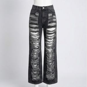 High Quality Custom Style <b>Women</b> Skinny Stretch Denim Pants Breathable Distressed Casual <b>Jeans</b> Flat Front OEM Serviced Trousers - Product Image 1