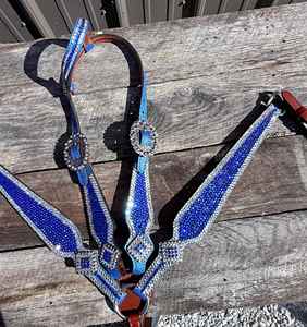 Western Equestrian Headstall Breast Collar <b>Set</b> Cow Hide Leather Floral Carving Tooling German Silver Buckle Horse Riding - Product Image 2
