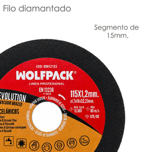 Disco Diamante Evolution per Taglio Rapido e Preciso O/ 115 mm. Porcellanati, Gres, Ceramica, Segmento da 15 mm. - Product Image 3