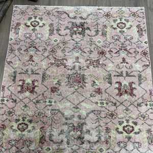 พรมตุรกีขนาด 3.6x7.1 ฟุต ลายพรางสีชมพู พรมวินเทจทำจากขนสัตว์ - Product Image 4