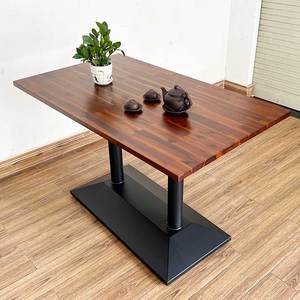 Table basse rectangulaire en bois d'acacia style ferme moderne 120x70cm avec double pieds en fer, mobilier de salon - BA68147 - Product Image 4