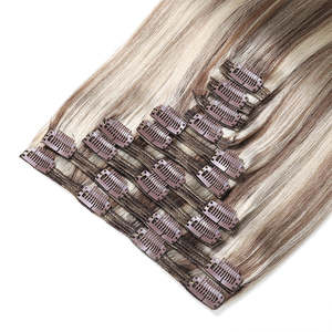Clip in <b>Hair</b> <b>Extensions</b> 24 Inch <b>Ash</b> Brown and Platinum <b>Blonde</b> Mix Straight - Product Image 1