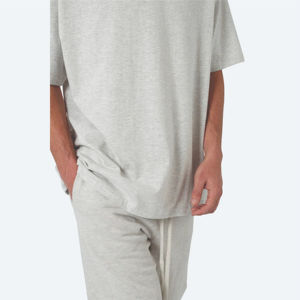 Camiseta de marca de moda de alta calidad para hombres | Camisa de hombro caído de Color sólido de manga corta de algodón con cuello redondo de lino pesado japonés - Product Image 5