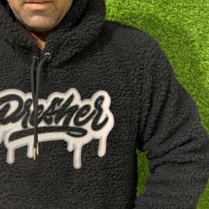 เสื้อฮู้ดแบบสวมหัวมีซิปโอเวอร์ไซส์ผ้าฝ้าย100% ผสมดีไซน์แบบหนัก - Product Image 5