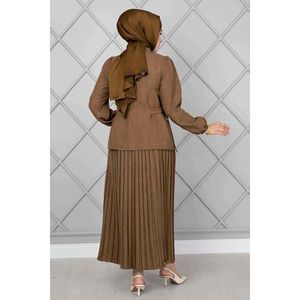 Hijab à ceinture latérale 2 pièces tabac - Product Image 2