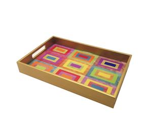 Bandeja de Servicio Decorativa de Madera de Lujo Personalizada con Asas, Rectangular, para Mesa de Centro o Desayuno, con Acabado Pulido - Product Image 2