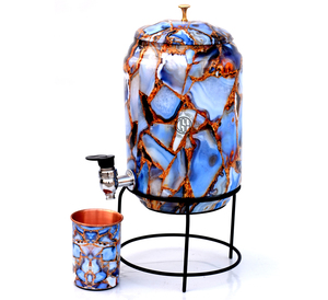 Enfriador de agua de metal de cobre y juego de vidrio con soporte Dispensador de agua de cobre impreso de nuevo diseño. - Product Image 2