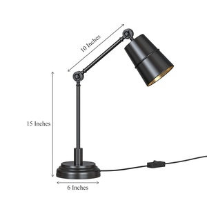 Customized Modern simple hotel villa high-end bedroom table <b>lamp</b> living room study metal & fabric table <b>lamp</b> with wooden base - Product Image 6
